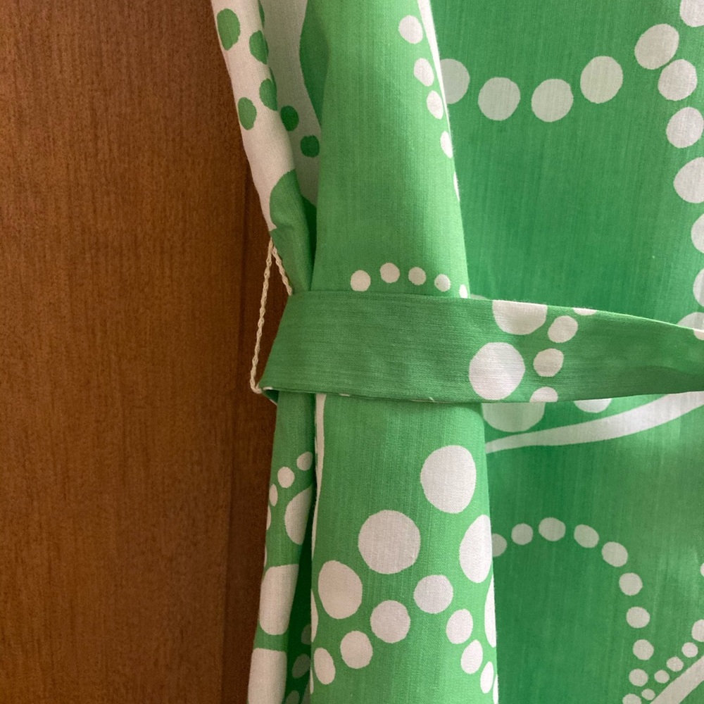 Vintage Sleeveless Dress Green and White Swirl Button Up Belt Summer NWT - Picture 5 of 14